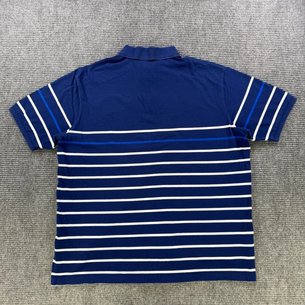 Polo Ralph Lauren Blue White Striped Short Sleeve Pique Polo Shirt Mens 2XB‎ Big